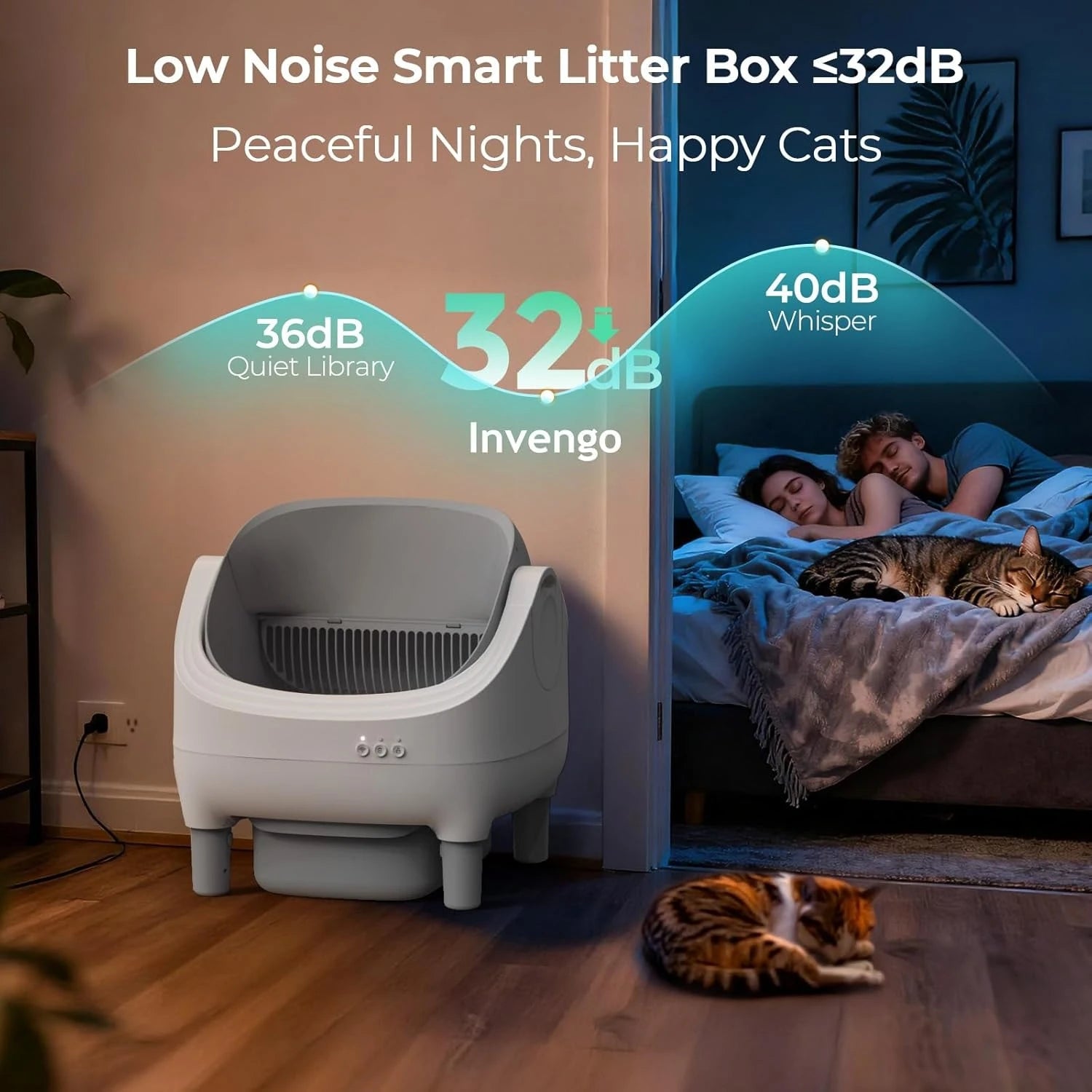 Automatic Cat Litter Box Self Cleaning, App Control, Open-Top Automatic Litter Box with Safety Sensors, Customized