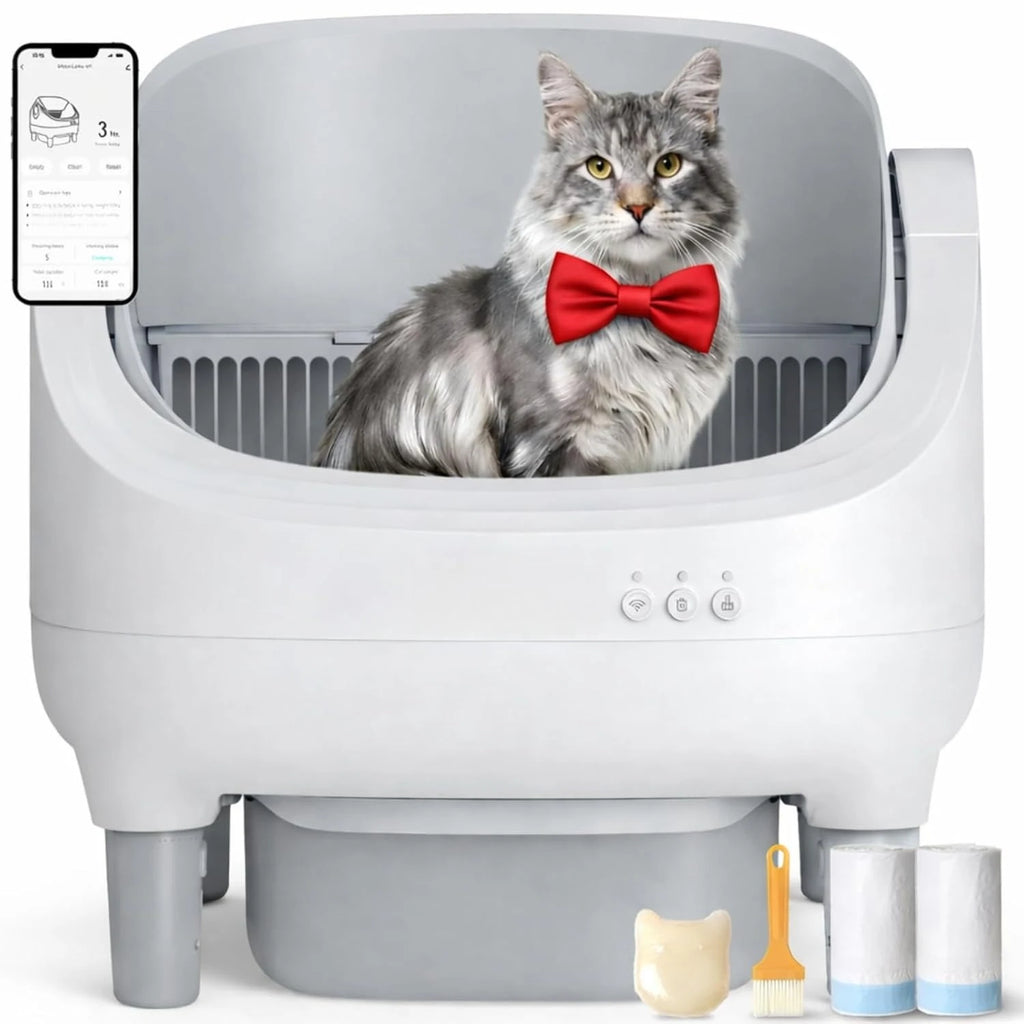Automatic Cat Litter Box Self Cleaning, App Control, Open-Top Automatic Litter Box with Safety Sensors, Customized