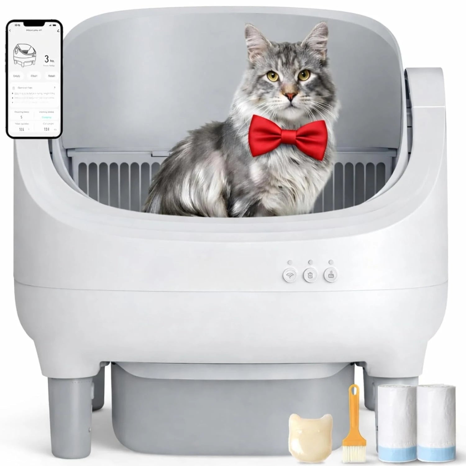Automatic Cat Litter Box Self Cleaning, App Control, Open-Top Automatic Litter Box with Safety Sensors, Customized