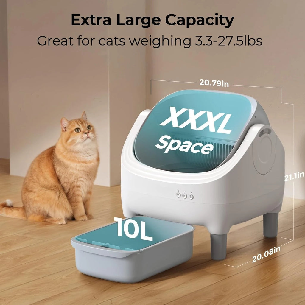 Automatic Cat Litter Box Self Cleaning, App Control, Open-Top Automatic Litter Box with Safety Sensors, Customized